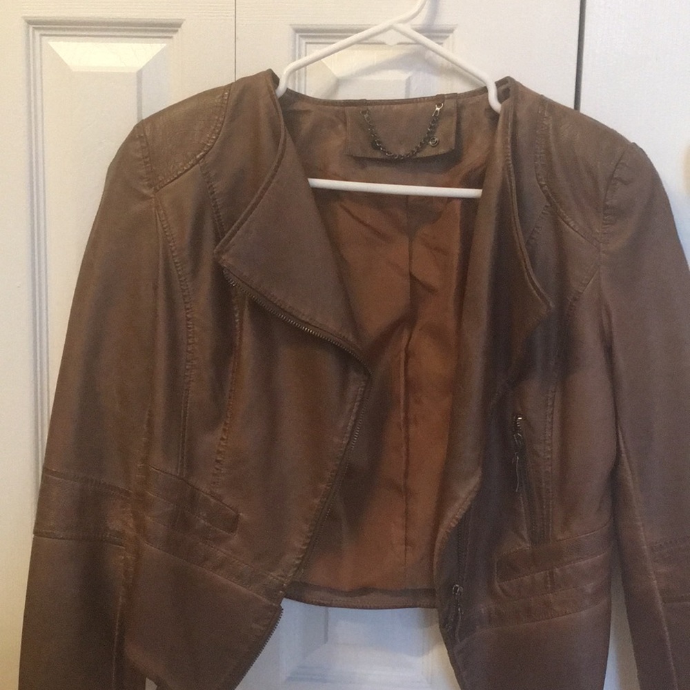 Faux leather moto jacket